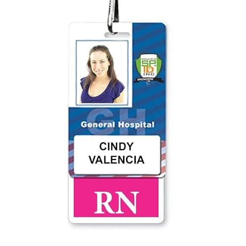 Pink RN Badge Buddy - Vertical - Heavy Duty Spill Proof & Tear Resistant Cards - Double Sided- Quick Role Identifier ID Buddies for Registered Nurse - Printed in The USA by Specialist ID thumbnail 3