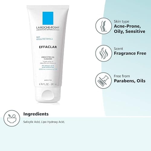 La Roche-Posay Effaclar Medicated Gel Cleanser, 2% Salicylic Acid Cleanser + LHA + Glycerin, Dermatologist Tested Foaming Acne Face Wash, Clear & Prevent Acne Breakouts, Oil Free, Targets Excess Oil thumbnail 10