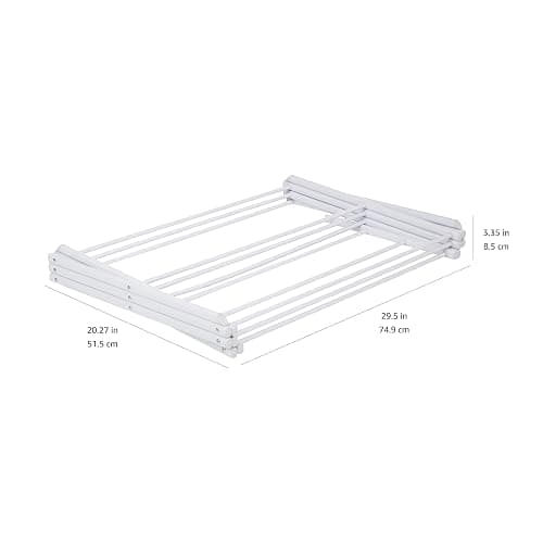 Amazon Basics Foldable Portable Clothes Drying Rack for Indoor Air Drying, Collapsible Design, 14.5" D x 29.5" W x 41.8" H, White thumbnail 6
