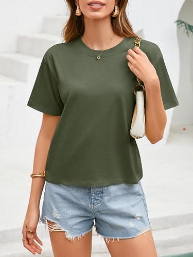 UNCLECAT Women's Short Sleeve Crop Tops 2026 Summer Basic Cropped T Shirts Workout Casual Crew Neck Tee thumbnail 3