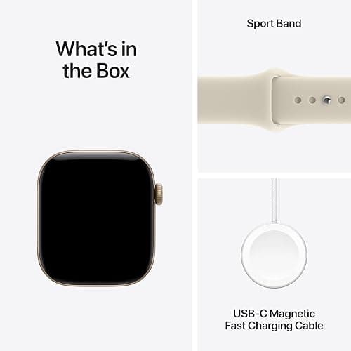 Apple Watch Series 12 GPS + Cellular 42mm Smartwatch | Light Gold Aluminum Case, Sand Sport Band - S/M. Health + Fitness + Sleep Tracking, Heart Rate, Safety thumbnail 8