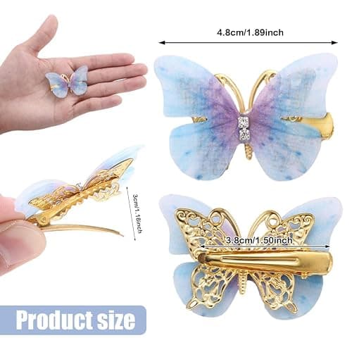 18Pcs Rhinestone Butterfly Hair Clips for Teens Women, Y2K Glitter Hair Jaw Clips, Cute Headwear Gifts for Wedding and Back to School thumbnail 5