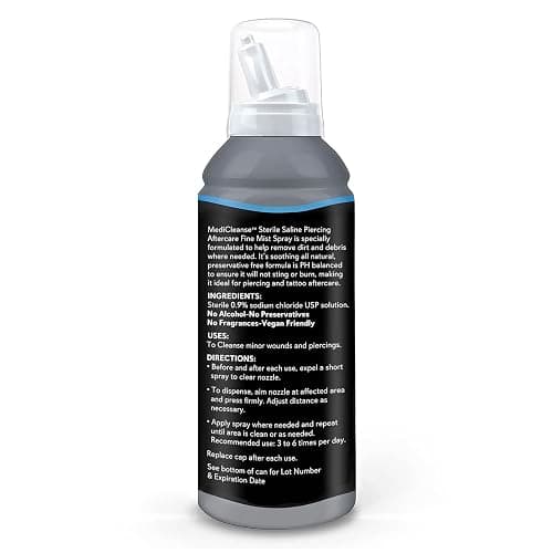 MediCleanse Sterile Saline Piercing Aftercare Fine Mist Spray 7.5 Oz | Promotes Healing For All Body Piercings & Tattoos, All Natural, Preservative Free, No Alcohol, Vegan Friendly, Made in USA thumbnail 2