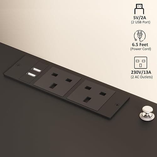 Yusong LED Nightstand Bedside Table with Charging Station 2 Drawers, Black Modern Sofa Couch End Side Table with Lights, Invisible Lock and Pull-Out Shelf for Bedroom Living Room thumbnail 7