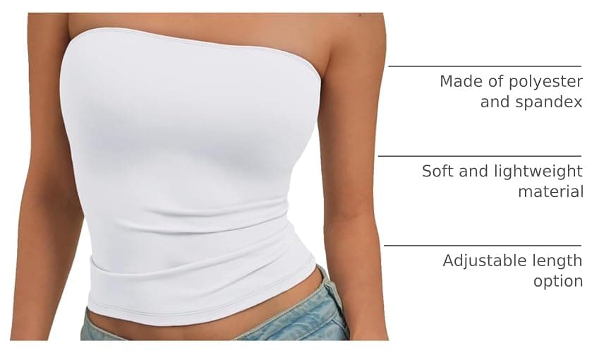 Trendy Queen Women's Strapless Bandeau Crop Top | Buttery Soft Stretchy Bandeau Crop Top for Summer Layering & Casual Wear thumbnail 4