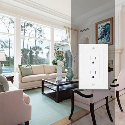 Henne Bery Sunken Pearls Heavy Duty Decorative Wall Plate Switch Plate Outlet Cover (Single Decorator, 2 Pack, White) thumbnail 5