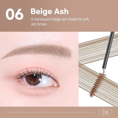 PERIPERA Speedy Skinny Brow Mascara (06 BEIGE ASH), Tinted Eyebrow Mascara with Slim Precision Brush, Clump-Free Natural Brows, K Beauty, Korean Makeup thumbnail 6