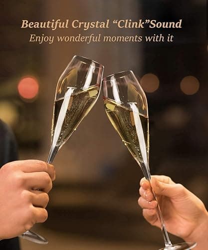 Champagne Flutes Glasses Set of 4, Hand Blown Crystal Wedding Flutes Glass, Ideal for Weddings, Anniversaries, Christmas, Special Days, 10.5 inch, 7.5 oz, Clear thumbnail 4