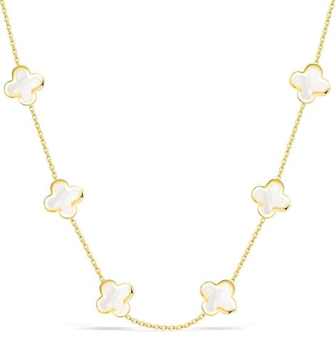 SHINYY Four Leaf Clover Choker Necklace for Women | 18K Gold Plated Lucky 4 Leaf Jewelry | Trendy Gifts for Her - Image 1