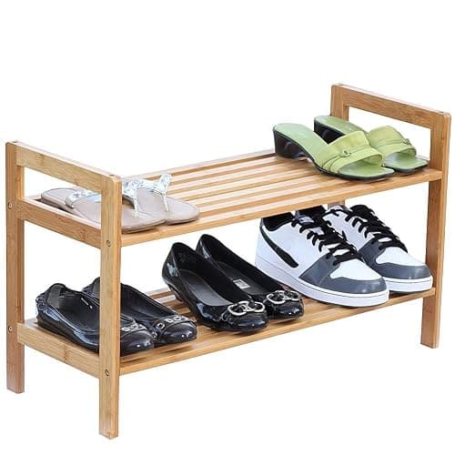 Oceanstar 2-Tier Bamboo Shoe Rack, Natural thumbnail 4