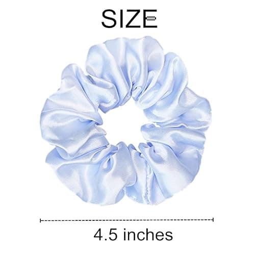 Sufermoe 12 Pcs Satin Silk Hair Scrunchies, Assorted Blue, 4.5 Inch Hair Ties for Women Girls thumbnail 3