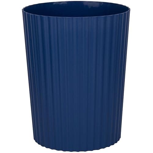 JiatuA Small Trash Can Plastic Wastebasket Round Garbage Container Bin for Bathroom, Kitchen, Bedroom, Home Office, College Dorm, Navy Blue - Image 1