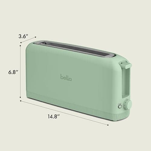 bella 2 Slice Slim Toaster, Fits-anywhere™ Kitchenware, 6 Setting Shade Control with Reheat & Cancel Buttons, Fits Sourdough, 10” Long Slot, Anti Jam & Auto Shutoff, 900 Watt, Seaglass thumbnail 2
