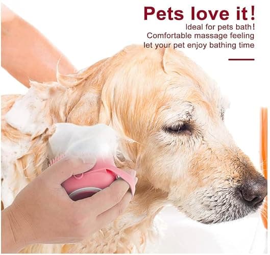Pet Bath Massage Brush Puppy Dog Cat Grooming Cleaning Soft (Pink) thumbnail 3