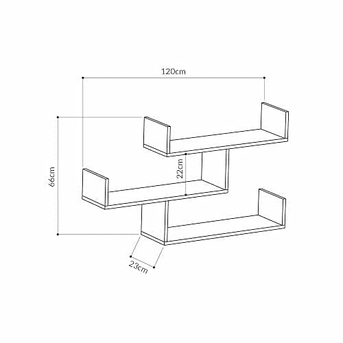 3 Tier Wall Shelf, Modern Design, 3 Piece Floating Shelf, Many Colour Options, Easy to Assemble, Living Room, Office, Storage - 119x 66.5x22cm by Hocuspicus (Anthracite) thumbnail 2