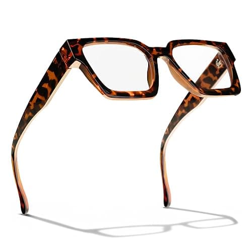 livho Oversized up to 99% Blue Light Blocking Glasses for Woman - Rectangle Fashion Glasses for Computer, Chic Preppy Frame - Chunky - *Coco Tortoise thumbnail 7