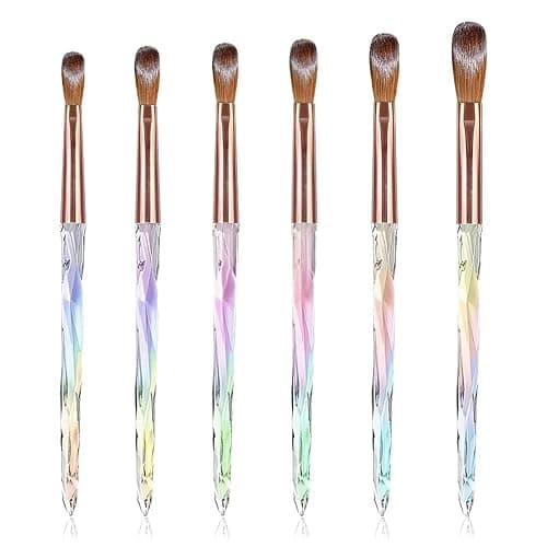 6Pcs Acrylic Nail Brush Set for Acrylic Powder & Builder Gel Size 4/6/8/10/12/14 Nail Art Brushes for 3D Carving Nail Extension & Detailing Design Essential Manicure Tools Kit - Image 1
