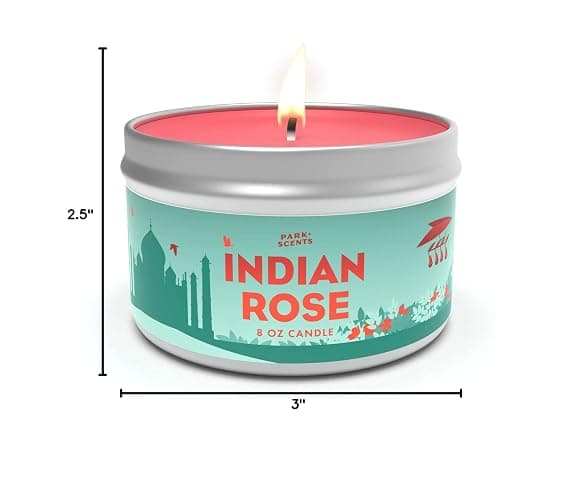 Park Scents Indian Rose Candle - Smells Like The Smell of The Taj Mahal Scene in Soarin' Around The World - Epcot, Disneyworld - Handmade in The USA | 8 oz. Tin thumbnail 2