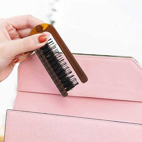 Travel Folding Hair Brush, Collapsable Portable Pocket Boar Bristle Hair Brush for Thin Thick Hair, Mini HairBrushfor Men Women Kids Thick Thin Curly Straight Wet Dry Hair Restore Shine thumbnail 6