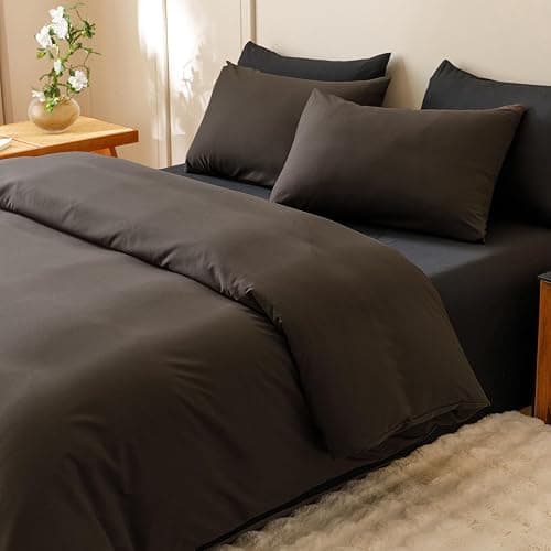 KAREVER Dark Brown Comforter Set Queen Size Deep Brown Bedding Set 3 PCs Deep Coffee Color Comforter Set Fluffy Blanket Queen Size thumbnail 5