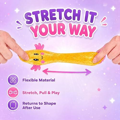 Axolotl Squishy Stress Relief Toy, Glitter Squeeze Fidget Toy for Kids & Adults, Cute Soft Sensory Toy for Anxiety Relief, Stretchy Slow Rising Desk Toy(Orange) thumbnail 8