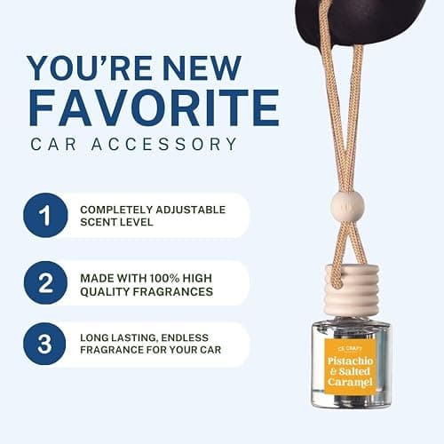 CANDECraftCo Car Air Hanging Fragrance Oil, Car Auto Freshener for Essential Oils, Scents Fragrance Aromatherapy Automobile Diffuser, Long Lasting (Pistachio & Salted Caramel) thumbnail 3