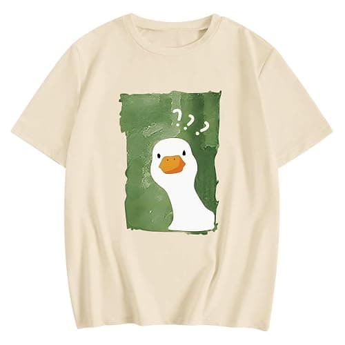 GANGXCHEN Silly Goose Shirt Cute Duck Graphic Tees for Women Funny Tshirts Teen Girls Kawaii Animal Print Tee Tops - Image 1