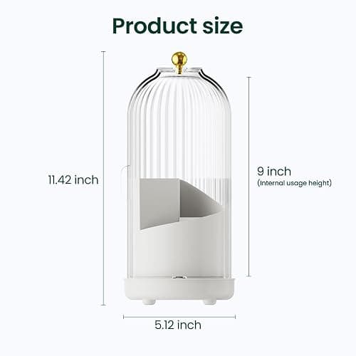 Toothbrush Holders with Cover, Rotating Toothbrush Holder, with Dustproof Transparent Cover and Drainage, Multi-Purpose Storage for Bathrooms, Makeup Brushes, for Students, Office & Vanity Use thumbnail 2