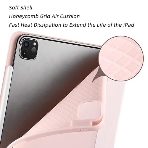 SIWENGDE Cases for iPad Pro 12.9 Case 6th/5th/4th Generation (2022/2021/2020) with Pencil Holder [Apple Pencil Wireless Charging] Soft TPU Smart Tri-fold Stand Protective Cover(Pink) thumbnail 4