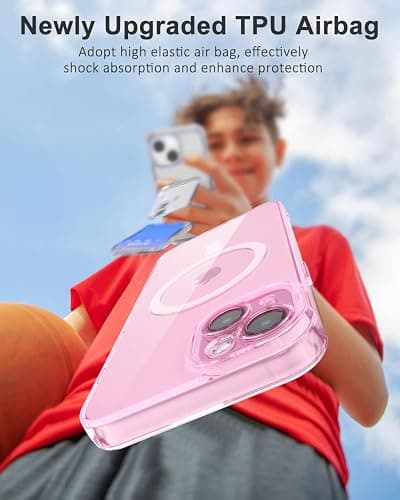 Svanove for iPhone 15 Case Clear Compatible with Magsafe Silicone, Transparent Thin Magnetic Mag Safe Case Cute, Girly Aesthetic Trendy Slim Hard Rubber Camera Cover Protection, Light Pink thumbnail 7