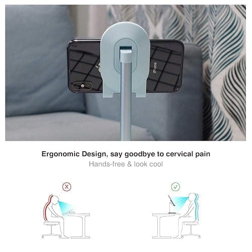 Bright Stone Phone Stand for Desk, Adjustable Cell Phone Holder for Desk, Compatible with 4"-12.9" Phones/Tablet/iPhone/iPad/Switch (Blue) thumbnail 3