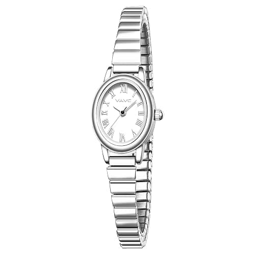 VAVC Small Gold Watches for Women,Analog Womens Watch with Stainless Steel Expansion Band,Oval Case Roman Dial,Water Resistant - Image 1