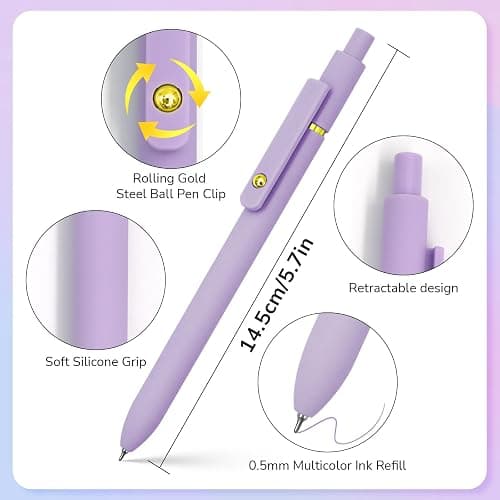 UIXJODO Colored Pens, 6 Pcs Colorful Pens Fine Point Smooth Writing Pen, 0.5mm Colored Ink Gel Pen for Journaling Note Taking Planner, School Supplies Gifts for Nurse Teacher (6 Pcs Gold Vibrant) thumbnail 4