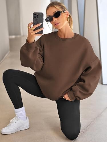 EFAN Womens Oversized Sweatshirts Hoodies Fleece Crewneck Sweaters Casual Tops Comfy Fall Fashion Outfits Winter Clothes 2025 thumbnail 4
