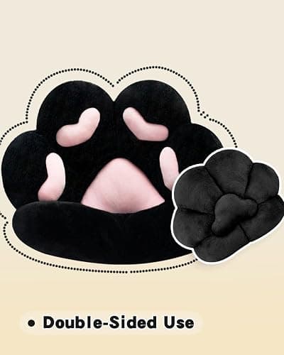 MOONBEEKI Cat Paw Cushion Chair Comfy Kawaii Plush Seat Cushions Shape Lazy Pillow for Gamer Chair 28"x 24" Cozy Floor Cute Seat Kawaii for Girl Worker Gift, Dining Room Bedroom Decorate Black thumbnail 9