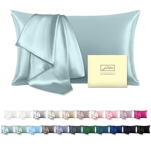Mulberry Silk Pillowcase for Hair and Skin Standard Size 20"X 26" with Hidden Zipper Soft Breathable Smooth Cooling Pillow Covers for Sleeping(Haze Blue,1Pcs) - Image 1