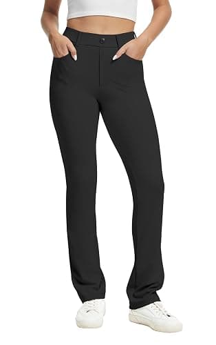 VIMPEP Women’s Stretchy Yoga Dress Pants High Rise Straight Leg with Pockets Casual Petite/Regular 1202 - Image 1