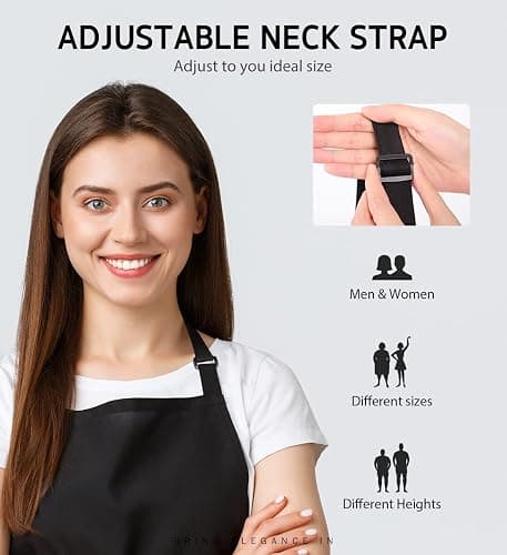 Syntus 12 Pack Bib Apron, Unisex Aprons Adjustable Waterdrop Resistant with 2 Pockets Cooking Kitchen Apron for Chef, BBQ Drawing Apron Bulk, Black thumbnail 4
