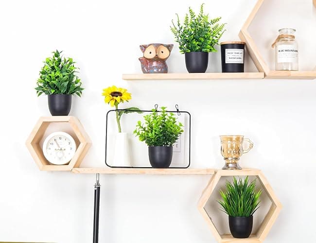 Der Rose Fake Plants 4 Packs Artificial Plants Small Faux Plants Black Bathroom Accessories for Halloween Bathroom Home Kitchen Coffee Table Office Desk Decor Indoor - Green - 4 thumbnail 5