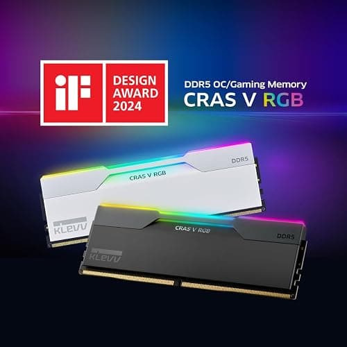 KLEVV CRAS V RGB DDR5 32GB (2x16GB) 7600MHz CL36 A-DIE 1.4V Gaming Desktop Ram Memory SK Hynix Chip XMP 3.0 / AMD Expo Ready - White (KD5AGUA80-76B360J) - 32GB (2 x 16GB) - 7600MHz - White thumbnail 2