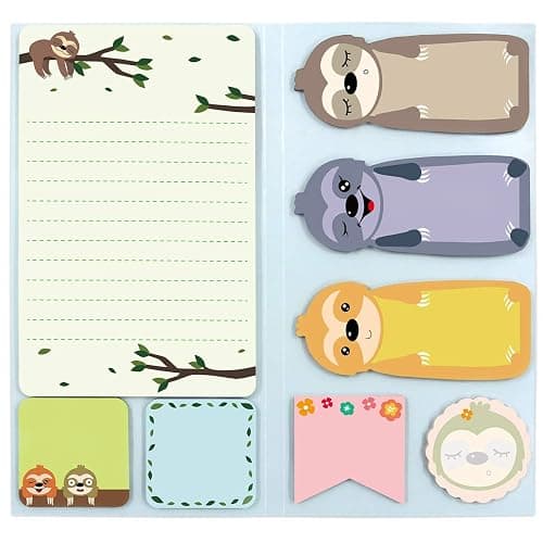 Fancy Land Sloth Sticky Notes Set Sticky Notepads 240 Sheets Book Notes for Sloth Lovers Kids Office School Friends Teacher Gifts Lazy Day Small Gifts - Image 1