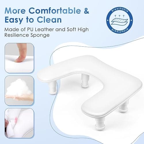 Manicure Arm Rest for Nails Tech: U-shaped Adjustable Nail Armrest - White PU Leather Hand Stand Rest for Manicurists thumbnail 7