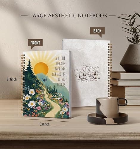 Zpvuklkl Result Notebook for Women-Inspirational Daily Journal For Men Friends Gifts On Birthday Christmas Mother's Day, Travel Business Work College Ruled Lined Gold Spiral Bound Hardcover,5.8"x8.3" thumbnail 3