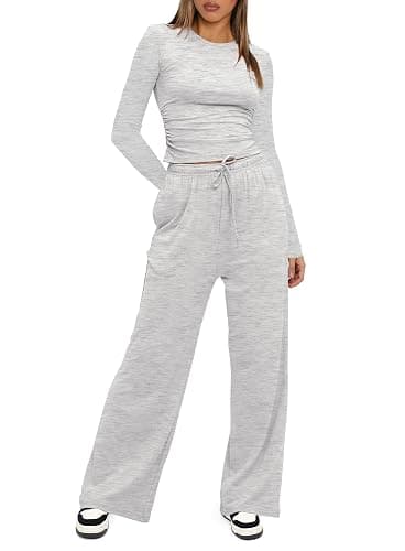 Darong Women's 2 Piece Sets 2025 Fall Outfits Long Sleeve Wide Leg Tracksuits Casual Lounge Set Matching Sets thumbnail 3