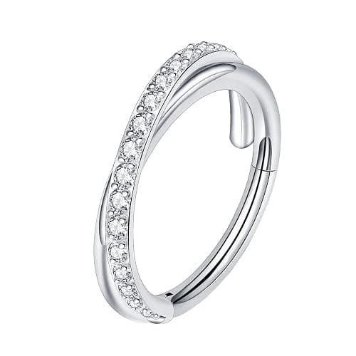 VOJO G23 Titanium 16G Cartilage Septum Hoop Piercing Jewelry Double Row Plated CZ Beads Conch Nose Rings Tragus for Women Men - Image 1