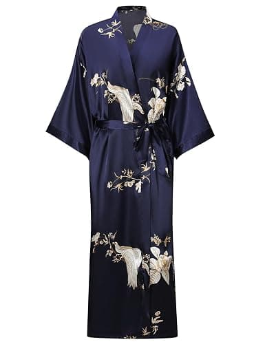 Peignoir long en satin doux pour femmes, kimonos soyeux pleine longueur et robes de chambre élégantes - Image 1