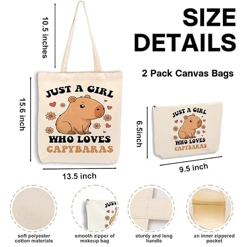 jeilink Cute Butterfly Capybara Dragon Gifts Makeup Bag Tote Bag for Women Girls Birthday Shopping Office Travel Christmas thumbnail 4