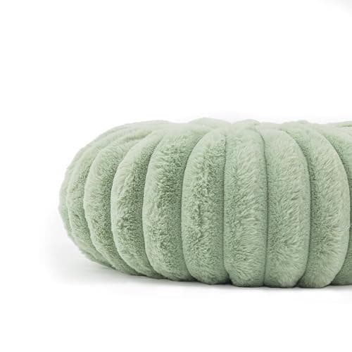 vctops Round Throw Pillow Soft Faux Fur Decorative Pillow Small Pumpkin Throw Pillow Cushion for Living Room Sofa Bed (Green,13.7" Diameter) thumbnail 3