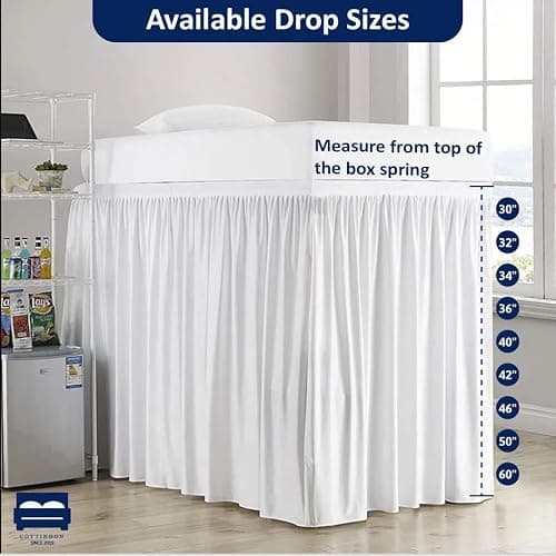 Cottingon Dorm Room Bed Skirt, 100% Microfiber, White, Twin XL-36'' Drop thumbnail 3