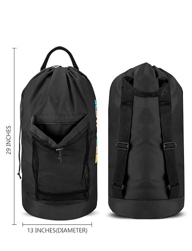 Dalykate Backpack Laundry Bag, Laundry Backpack with Shoulder Straps and Mesh Pocket Nylon Clothes Hamper Bag with Drawstring Closure thumbnail 3